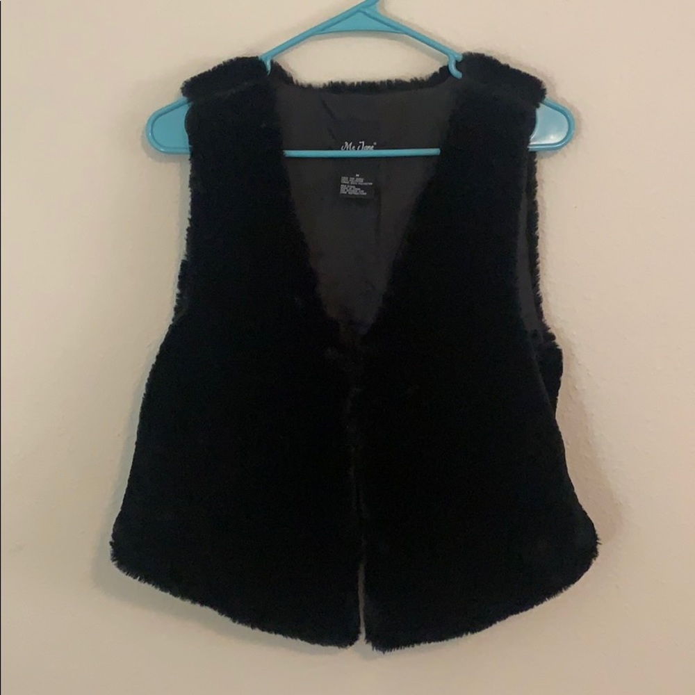 Black furry vest
